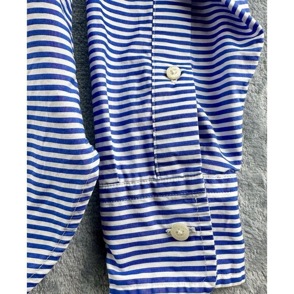 LAUREN RALPH LAUREN Strip Cotton Broadcloth Shirt Women's Size Small Embroidered - Picture 8 of 16